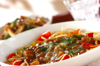 野菜炒めカレースパゲティ