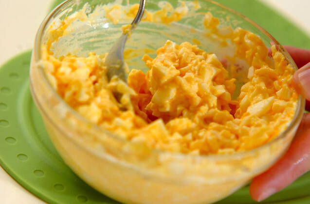 アスパラのホタテ入りエッグサラダの作り方の手順2