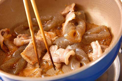 豚肉と板コンのソテーの作り方の手順3