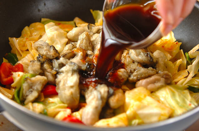 カキのピリ辛炒めの作り方の手順5