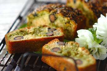 タケノコの抹茶マーブルパウンドケーキ