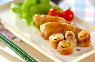 サツマイモの豚肉巻き