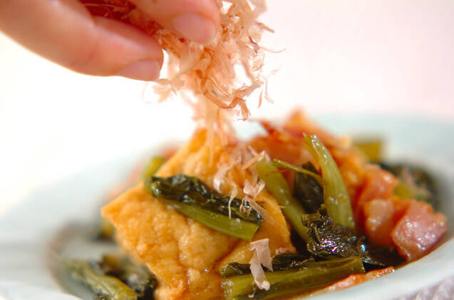 野沢菜と厚揚げの炒め物の作り方の手順5