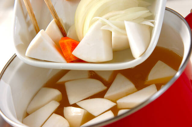 小カブのみそ汁の作り方の手順4