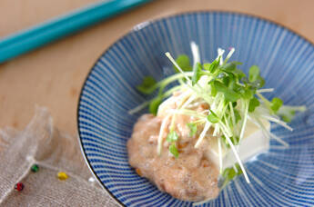 豆腐の納豆マヨのせ