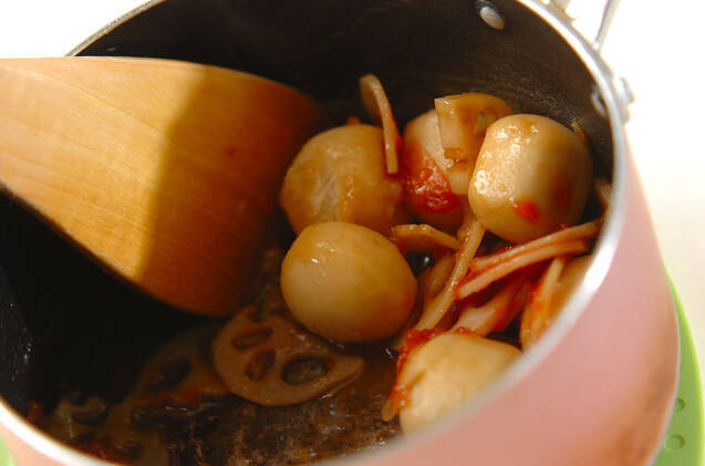 里芋とレンコンの梅肉和えの作り方の手順6