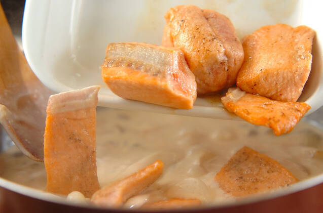 鮭とキノコの和風クリーム丼の作り方の手順7