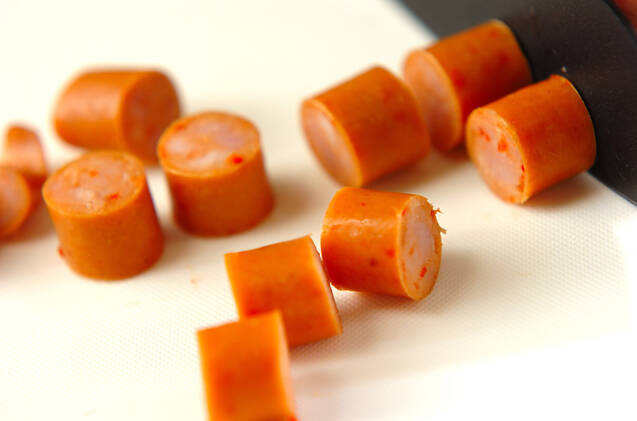 大豆とチョリソーのパスタの作り方の手順2