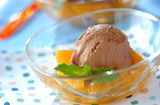 チョコアイスオレンジソース