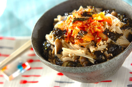 レンジで簡単！キノコナムルの韓国丼