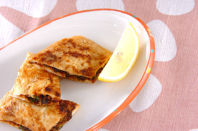 ネギみそ入り焼き油揚げ