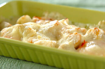 ウドとエビのチーズ焼き