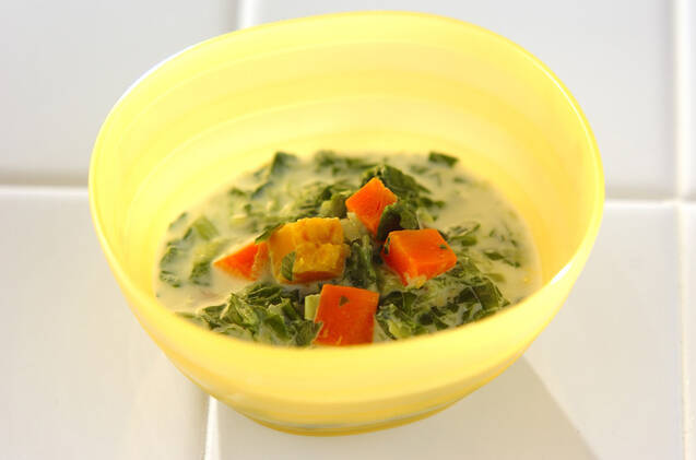 小松菜とカボチャのミルク煮