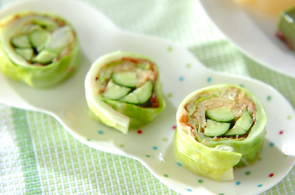 キャベツの巻き巻き甘酢