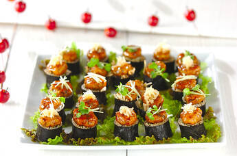 そば巻き鶏バーグのっけ