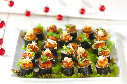 そば巻き鶏バーグのっけ