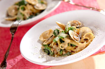 貝の豆乳白みそパスタ