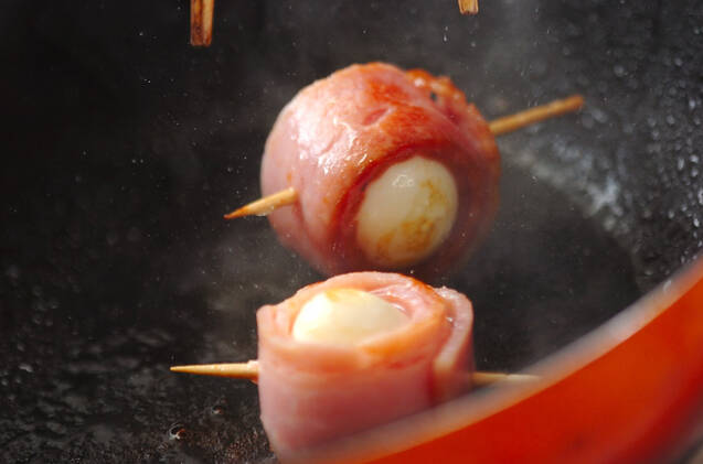 ウズラの卵のベーコン巻きの作り方の手順2