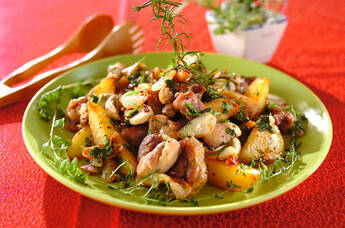 鶏肉とジャガイモのガーリック炒め