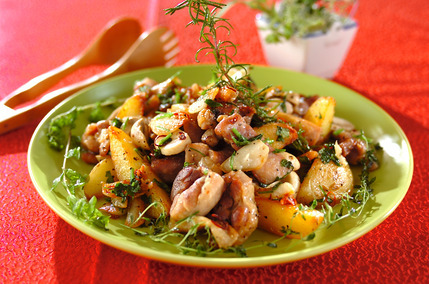 鶏肉とジャガイモのガーリック炒め