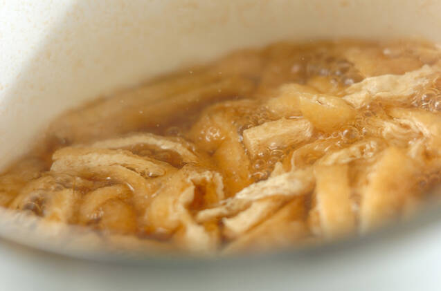 小松菜と油揚げのサッと煮の作り方の手順3