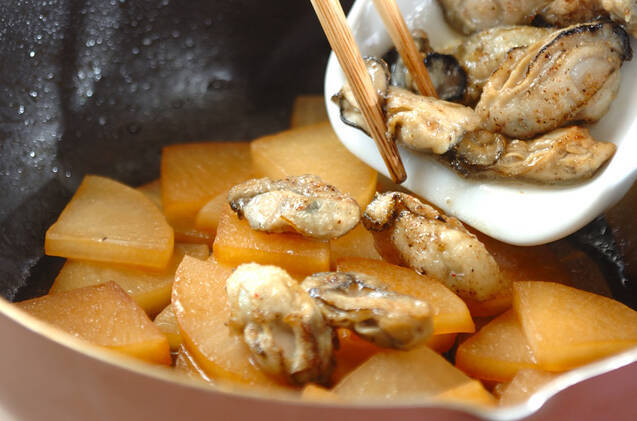 大根とカキの炒め煮の作り方の手順6