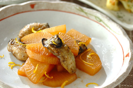 大根とカキの炒め煮