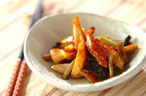 ちくわと野沢菜の炒め物