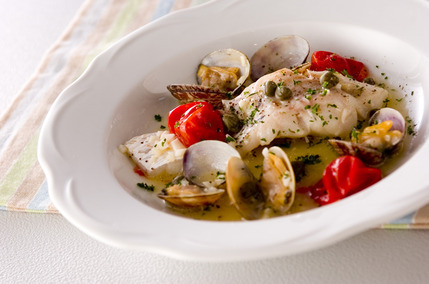 白身魚のアサリ煮