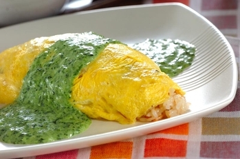 ホウレン草のクリームオムライス
