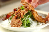 カリカリ豚と水菜のサラダ仕立ての作り方6