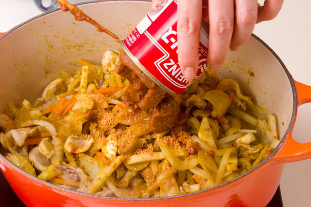 時短！ヒラヒラ野菜と薄切り豚肉のカレーの作り方の手順9