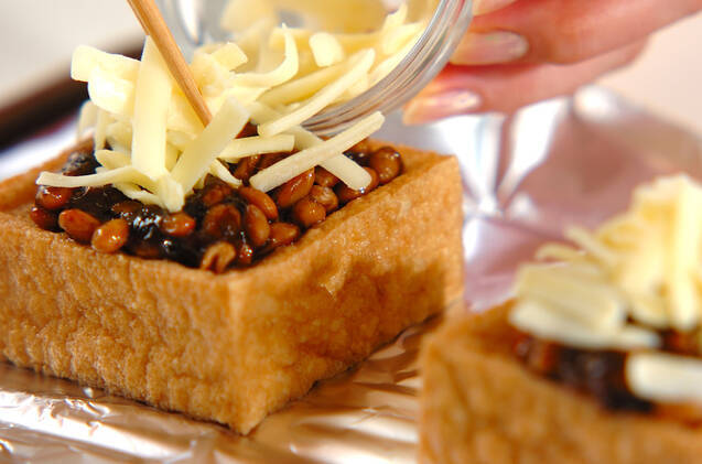 香ばしい厚揚げの納豆チーズのせトースターで簡単の作り方の手順3