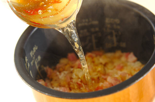 ゴボウとベーコンのトマトライスの作り方の手順7
