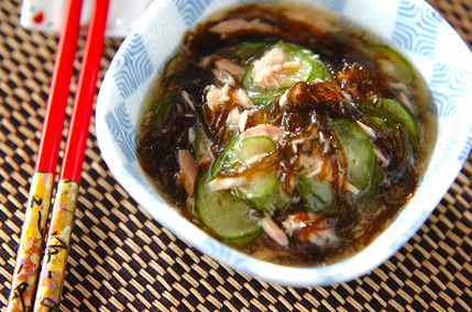 ツナキュウリのもずく酢