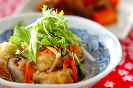 たっぷり野菜あんかけの揚げ出し豆腐