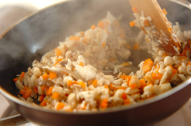 キノコの中華白和えの作り方の手順2