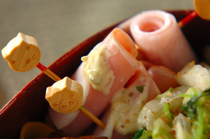 スライス大根のハム巻き