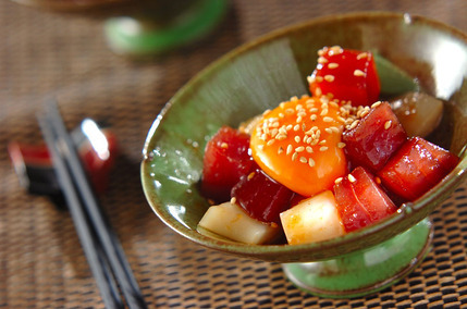 イカとマグロのコチュジャン和え