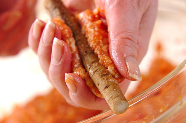 新ゴボウの肉団子巻きの作り方の手順4