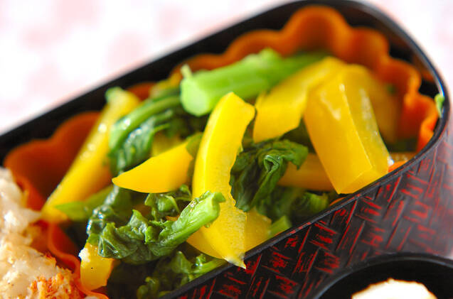 菜の花とパプリカの洋風煮浸し