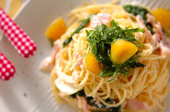 栗入りタラコクリームパスタ