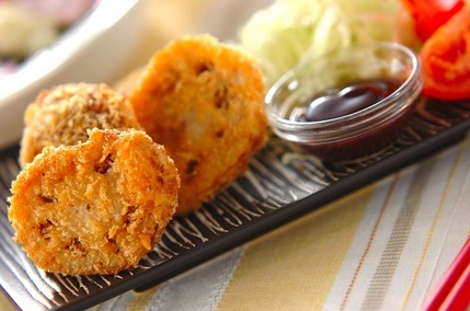 レンコンのひき肉フライ