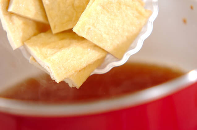 油揚げと青菜の煮物の作り方の手順3