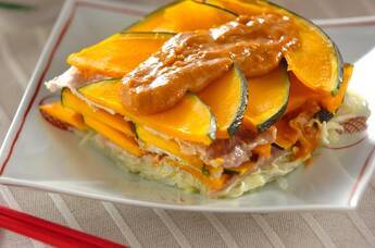 豚肉とカボチャ重ね蒸し