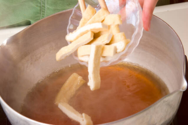 青菜と油揚げのサッと煮の作り方の手順3