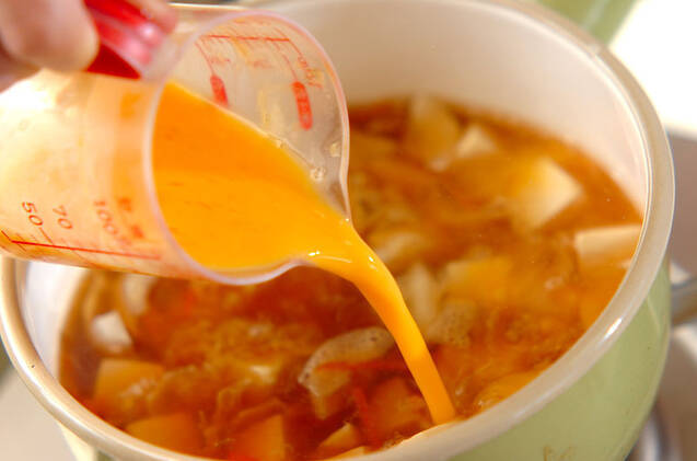 ユリネと豆腐の卵とじの作り方の手順7