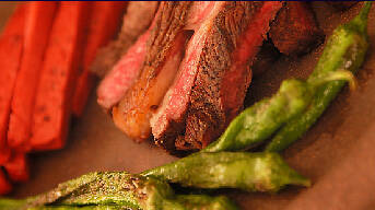 近江コンニャクと牛ステーキ