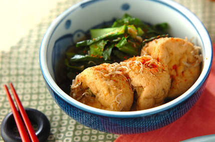 がんもどきと青菜の煮物
