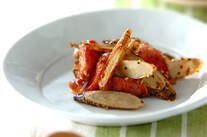 ゴボウの粒マスタード炒め